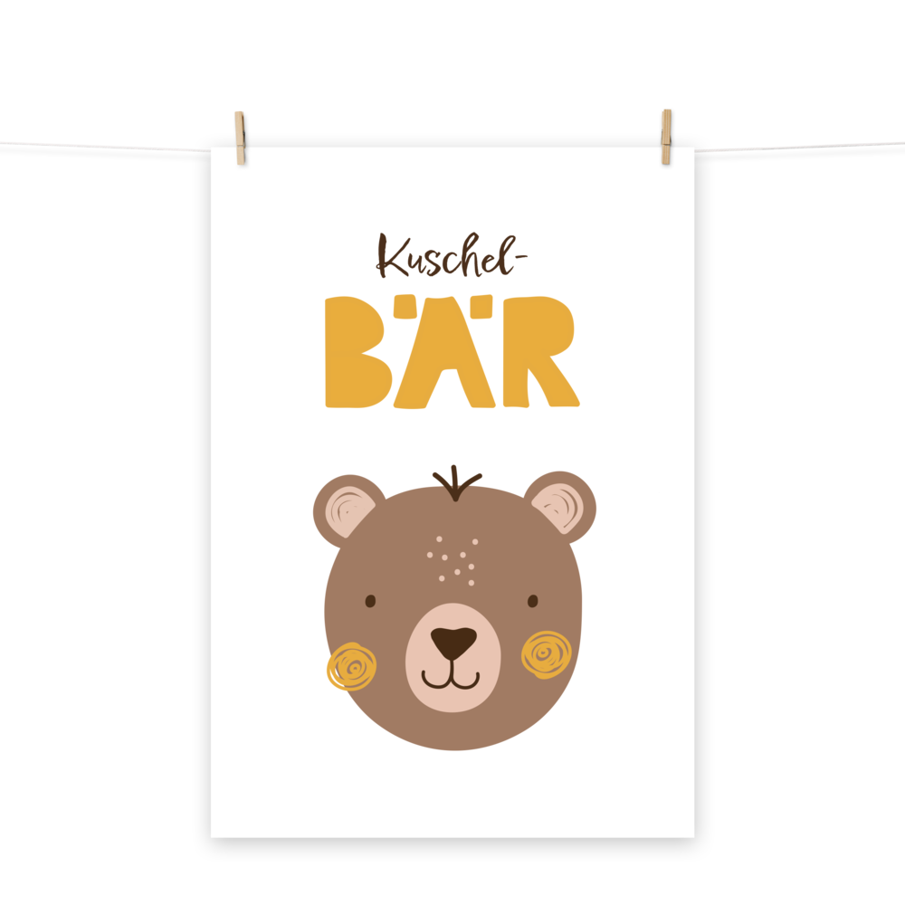 Poster Kuschelbär in gelb und honig fürs Kinderzimmer