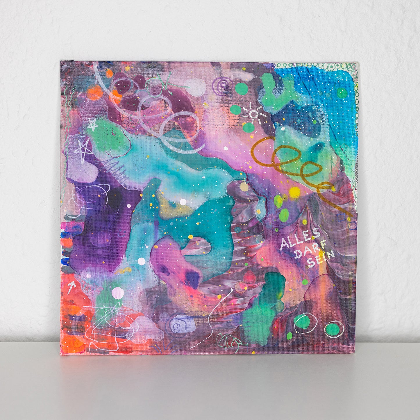 Alles darf sein - Original Acrylbild auf Malkarton 20x20 cm Unikat