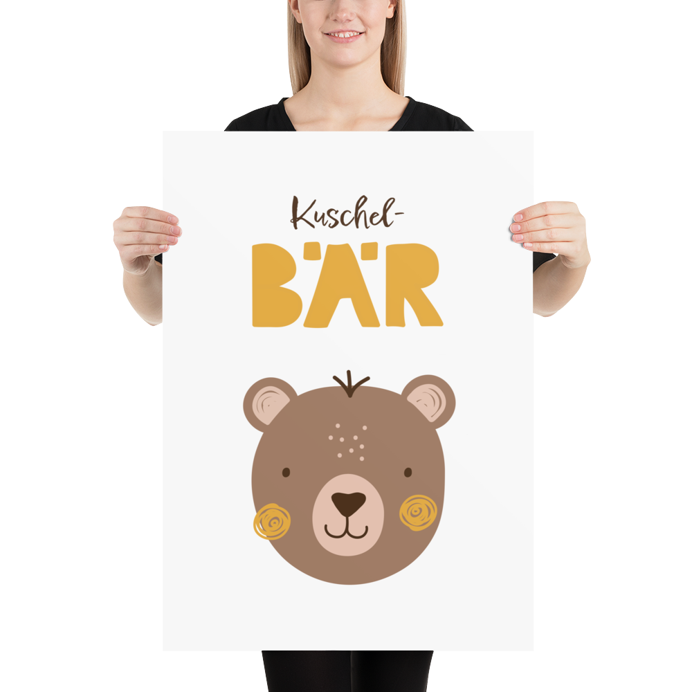 Poster Kuschelbär in gelb und honig fürs Kinderzimmer