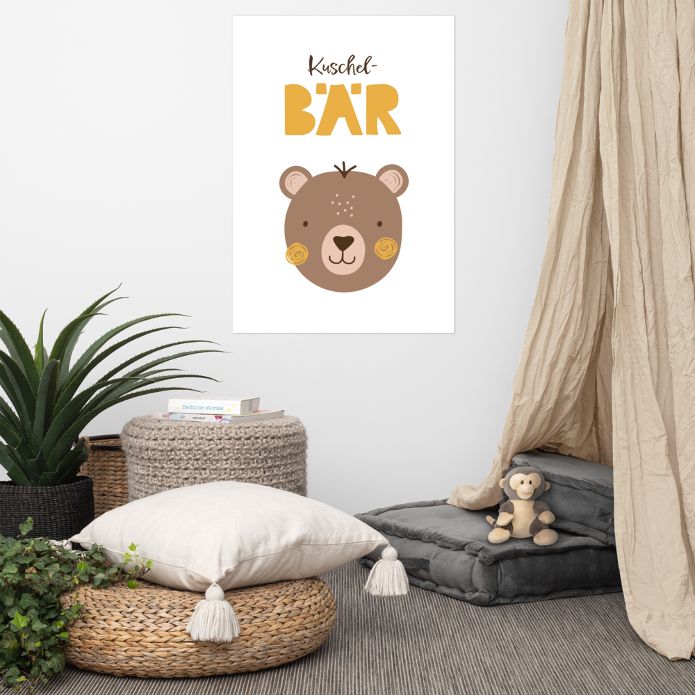 Poster Kuschelbär in gelb und honig fürs Kinderzimmer