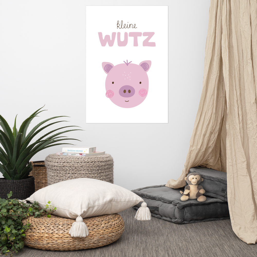Poster kleine Wutz in rosa fürs Kinderzimmer