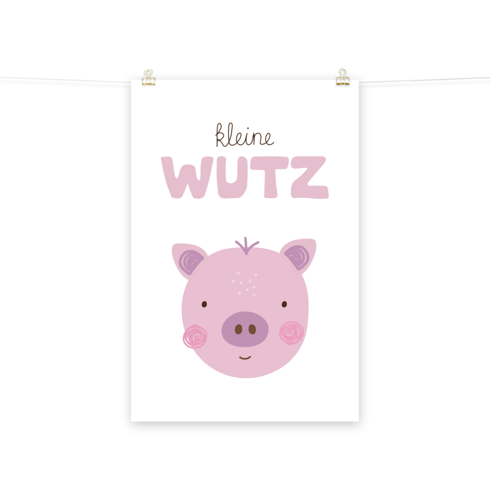 Poster kleine Wutz in rosa fürs Kinderzimmer