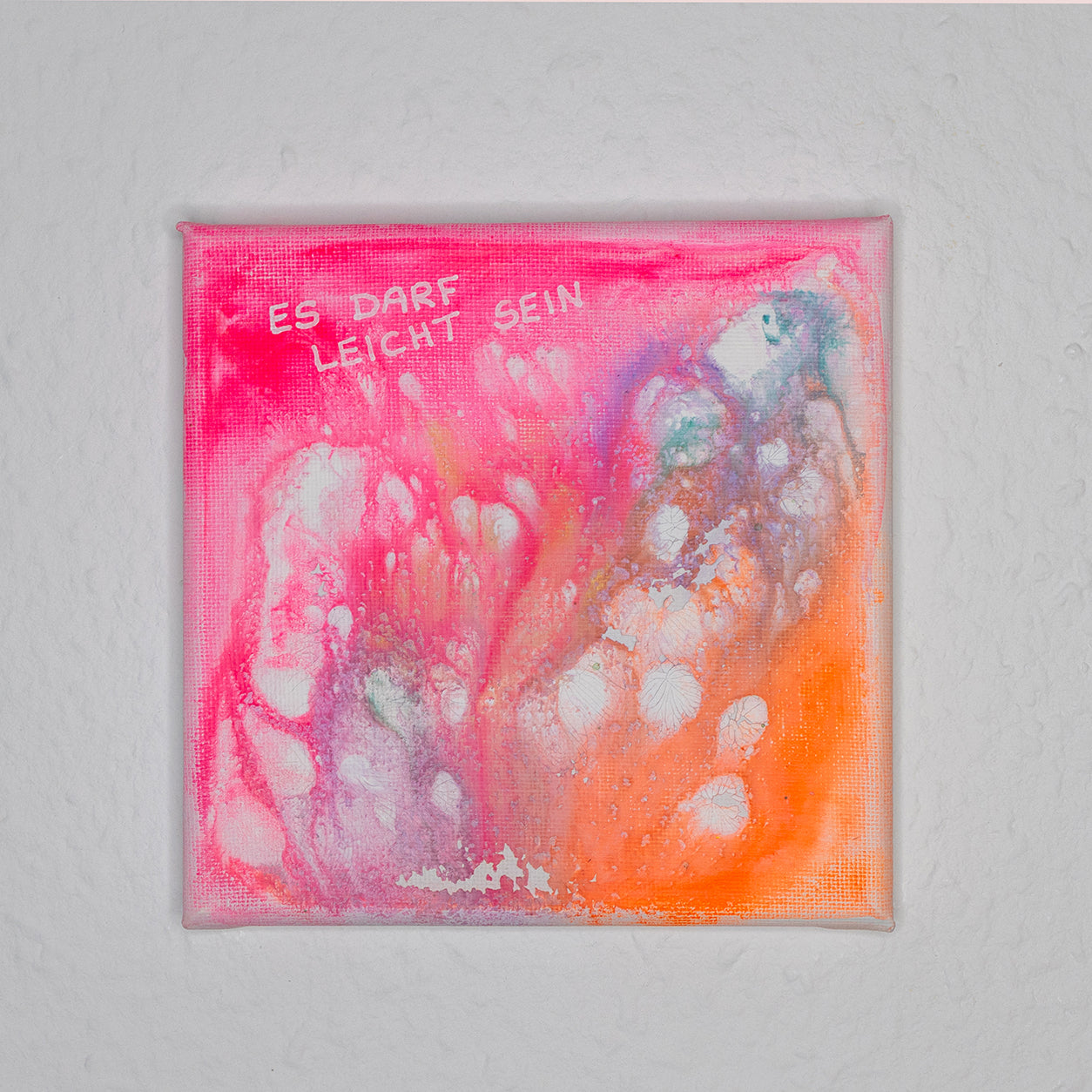 Es darf leicht sein - Original Acrylbild auf Keilrahmen 15x15 cm Unikat