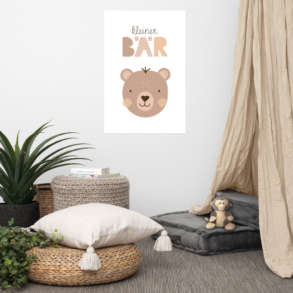 Poster kleiner Bär in beige und braun fürs Kinderzimmer